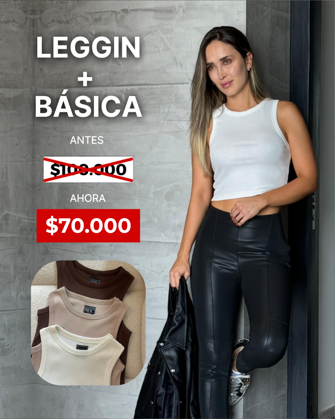 Combo Leggin Strech Ajustado + Blusa Básica Kol